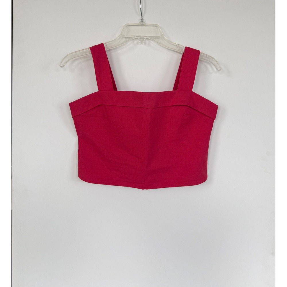 Abercrombie & Fitch Pink Linen Blend 2 Piece Set Crop Top Wide Leg Pants Small - Picture 6 of 16